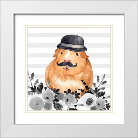 GUINEA PIG DETECTIVE White Modern Wood Framed Art Print with Double Matting by Atelier B Art Studio