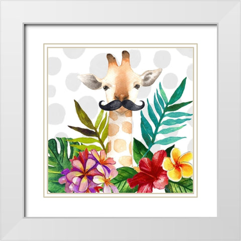EXOTIC GIRAFFE White Modern Wood Framed Art Print with Double Matting by Atelier B Art Studio