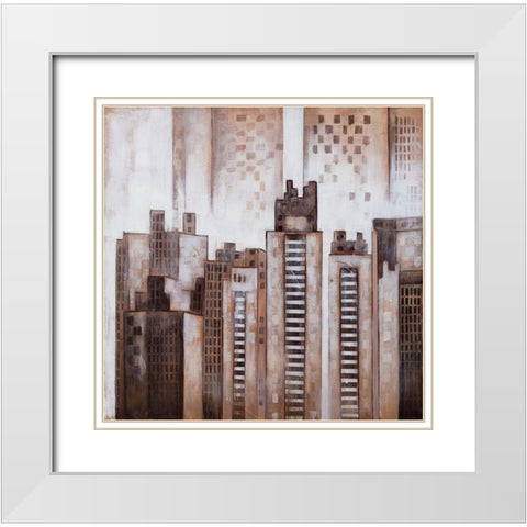 SQUARE CITY White Modern Wood Framed Art Print with Double Matting by Atelier B Art Studio