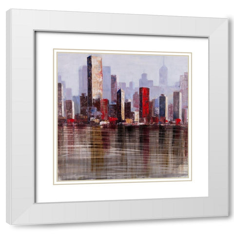 INDUSTRIAL CITY White Modern Wood Framed Art Print with Double Matting by Atelier B Art Studio
