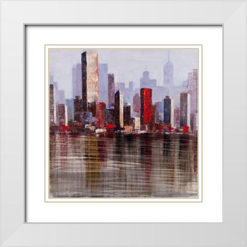 INDUSTRIAL CITY White Modern Wood Framed Art Print with Double Matting by Atelier B Art Studio