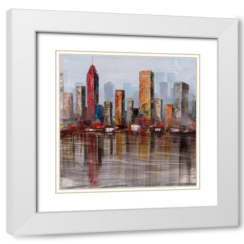 RUST LOOKING CITY White Modern Wood Framed Art Print with Double Matting by Atelier B Art Studio