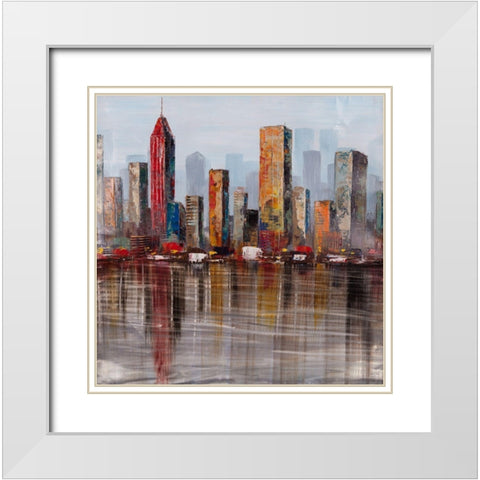RUST LOOKING CITY White Modern Wood Framed Art Print with Double Matting by Atelier B Art Studio