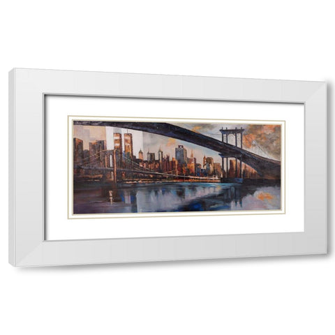 BRIDGE IN THE CITY AT SUNSET White Modern Wood Framed Art Print with Double Matting by Atelier B Art Studio