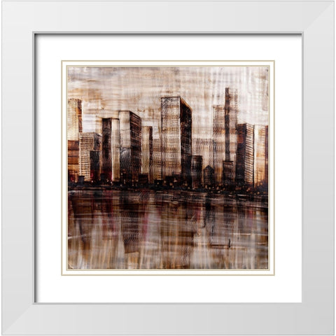 SKETCH OF THE CITY White Modern Wood Framed Art Print with Double Matting by Atelier B Art Studio
