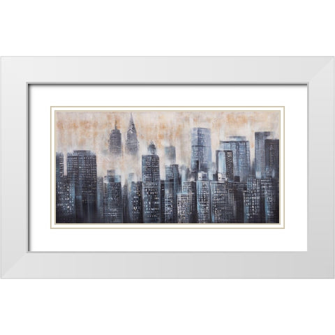 BUILDINGS THROUGH THE CLOUDS White Modern Wood Framed Art Print with Double Matting by Atelier B Art Studio