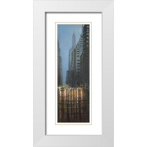 Evening in the Streets of New-York City White Modern Wood Framed Art Print with Double Matting by Atelier B Art Studio