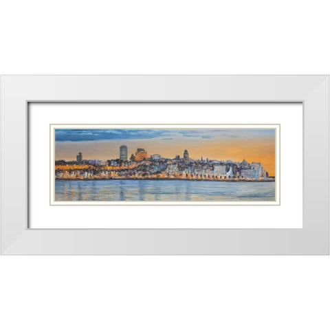Skyline of Quebec City White Modern Wood Framed Art Print with Double Matting by Atelier B Art Studio