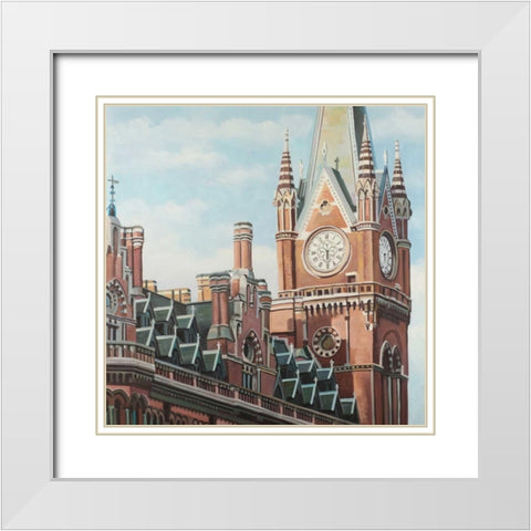 St-Pancras Station in London White Modern Wood Framed Art Print with Double Matting by Atelier B Art Studio