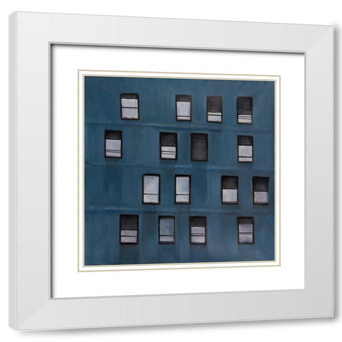 Building Architecture with Random Windows White Modern Wood Framed Art Print with Double Matting by Atelier B Art Studio