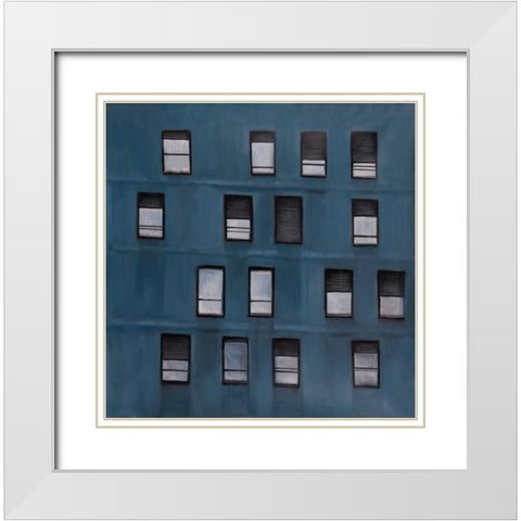 Building Architecture with Random Windows White Modern Wood Framed Art Print with Double Matting by Atelier B Art Studio