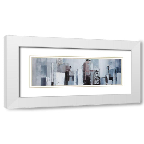 ABSTRACT BUILDING SHAPES White Modern Wood Framed Art Print with Double Matting by Atelier B Art Studio