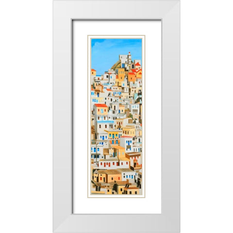 Small Houses in Greece White Modern Wood Framed Art Print with Double Matting by Atelier B Art Studio