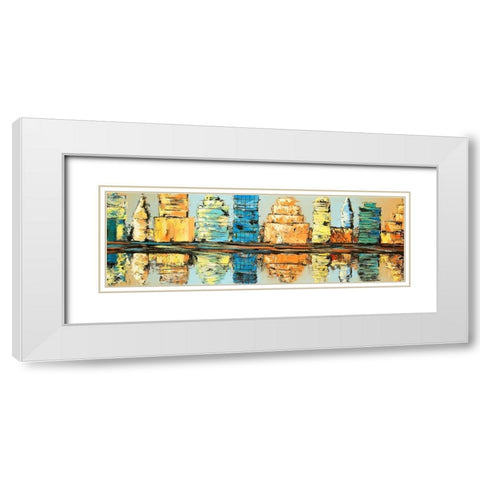 REFLECTIONS OF A COLORFUL AND ABSTRACT CITY White Modern Wood Framed Art Print with Double Matting by Atelier B Art Studio