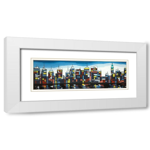Colorful Skyline White Modern Wood Framed Art Print with Double Matting by Atelier B Art Studio