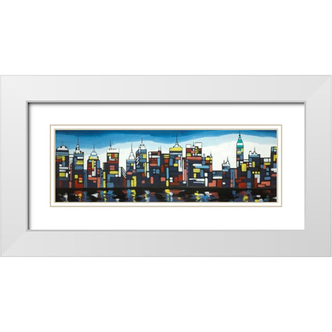 Colorful Skyline White Modern Wood Framed Art Print with Double Matting by Atelier B Art Studio