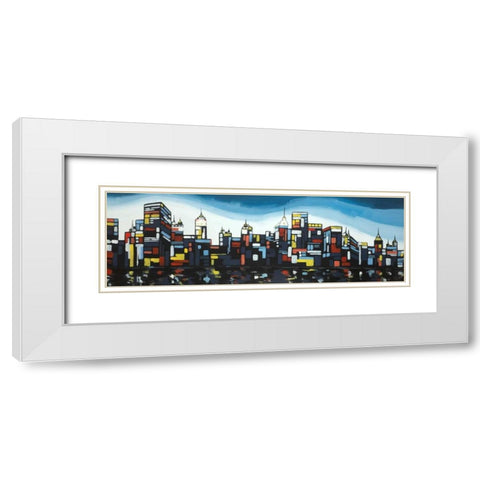Colorful City White Modern Wood Framed Art Print with Double Matting by Atelier B Art Studio