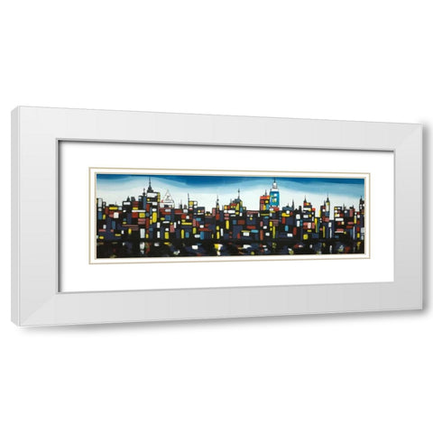 Colorful Buildings White Modern Wood Framed Art Print with Double Matting by Atelier B Art Studio