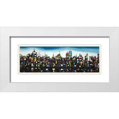Colorful Buildings White Modern Wood Framed Art Print with Double Matting by Atelier B Art Studio
