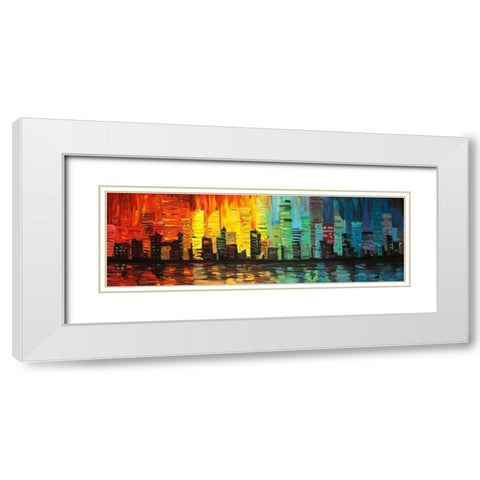 City with shade of colors White Modern Wood Framed Art Print with Double Matting by Atelier B Art Studio