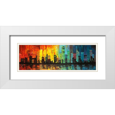 City with shade of colors White Modern Wood Framed Art Print with Double Matting by Atelier B Art Studio
