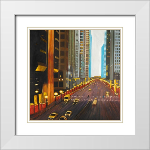 New York City 9TH Street White Modern Wood Framed Art Print with Double Matting by Atelier B Art Studio