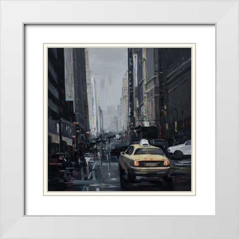 DARK CITY White Modern Wood Framed Art Print with Double Matting by Atelier B Art Studio
