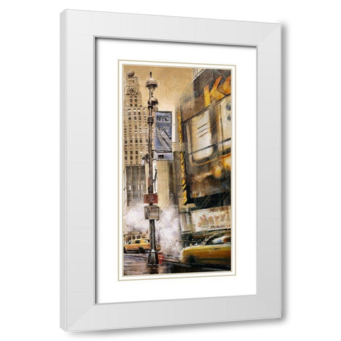 BIG CITY STREET BY A CLOUDY DAY White Modern Wood Framed Art Print with Double Matting by Atelier B Art Studio