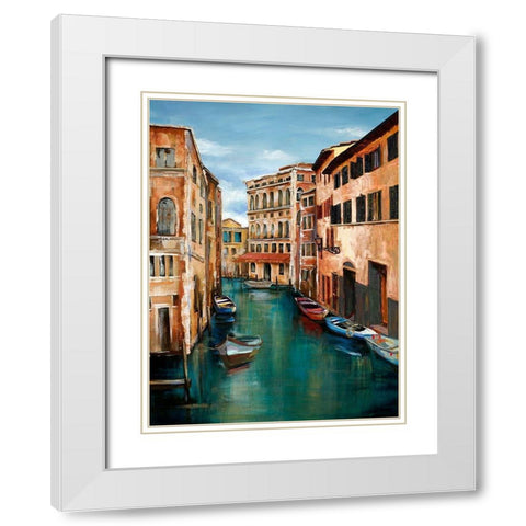 MAGICAL VENICE CANAL White Modern Wood Framed Art Print with Double Matting by Atelier B Art Studio
