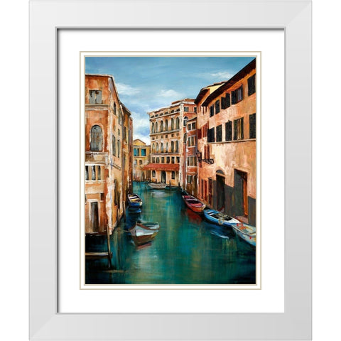 MAGICAL VENICE CANAL White Modern Wood Framed Art Print with Double Matting by Atelier B Art Studio