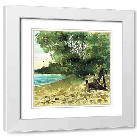 DAY AT THE LAKE White Modern Wood Framed Art Print with Double Matting by Atelier B Art Studio