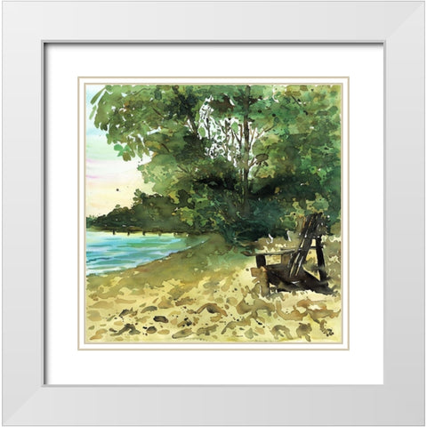 DAY AT THE LAKE White Modern Wood Framed Art Print with Double Matting by Atelier B Art Studio