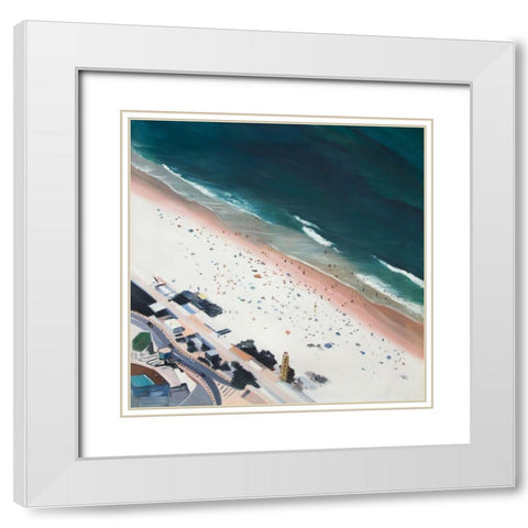 HOT DAY AT THE BEACH White Modern Wood Framed Art Print with Double Matting by Atelier B Art Studio