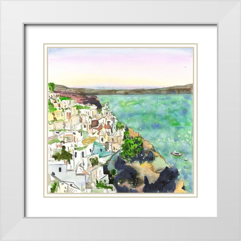 LANDSCAPE OF CRETE White Modern Wood Framed Art Print with Double Matting by Atelier B Art Studio