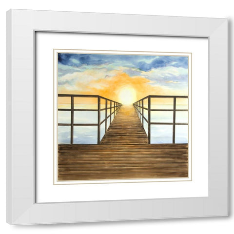 SUNSET IN THE SEA White Modern Wood Framed Art Print with Double Matting by Atelier B Art Studio
