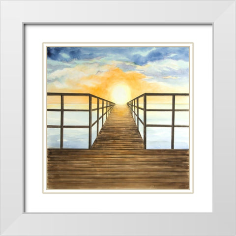 SUNSET IN THE SEA White Modern Wood Framed Art Print with Double Matting by Atelier B Art Studio