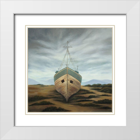 BOAT White Modern Wood Framed Art Print with Double Matting by Atelier B Art Studio