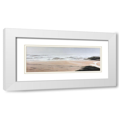 CLOUDY AT THE BEACH White Modern Wood Framed Art Print with Double Matting by Atelier B Art Studio