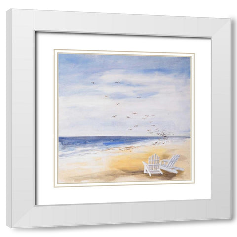 Day at the Beach White Modern Wood Framed Art Print with Double Matting by Atelier B Art Studio