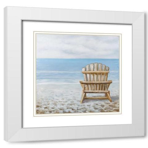 Wood Beach Chair White Modern Wood Framed Art Print with Double Matting by Atelier B Art Studio