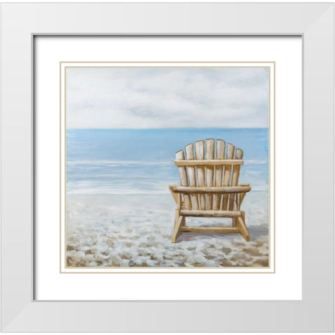Wood Beach Chair White Modern Wood Framed Art Print with Double Matting by Atelier B Art Studio