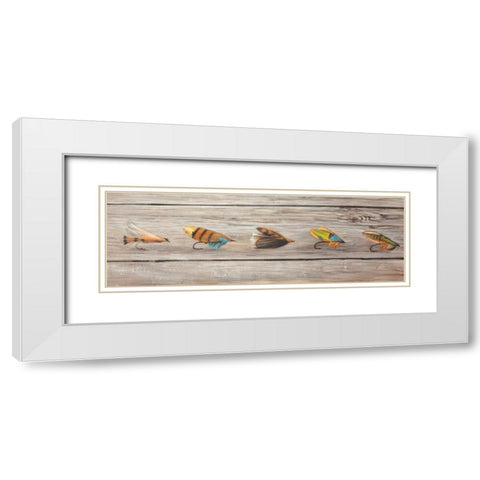 Fishing Flies White Modern Wood Framed Art Print with Double Matting by Atelier B Art Studio
