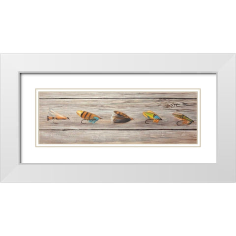 Fishing Flies White Modern Wood Framed Art Print with Double Matting by Atelier B Art Studio