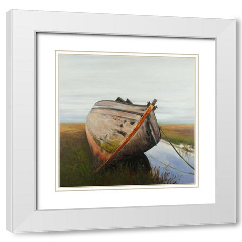 Old Abandoned Boat in a Swamp White Modern Wood Framed Art Print with Double Matting by Atelier B Art Studio