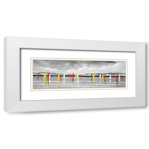 Sailing on the Lake White Modern Wood Framed Art Print with Double Matting by Atelier B Art Studio