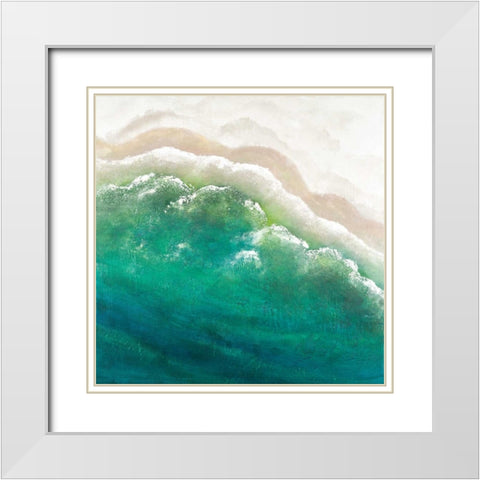 Turquoise Sea White Modern Wood Framed Art Print with Double Matting by Atelier B Art Studio