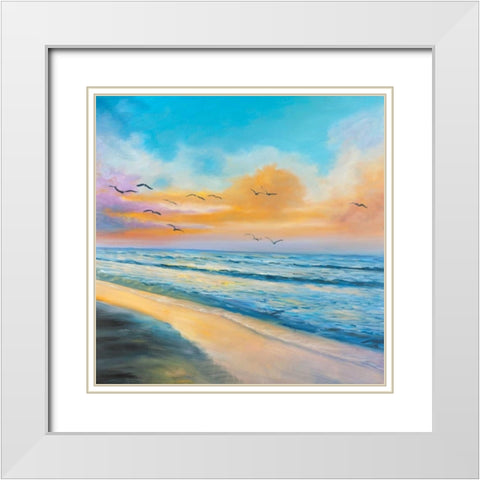 Tropical Sunset White Modern Wood Framed Art Print with Double Matting by Atelier B Art Studio