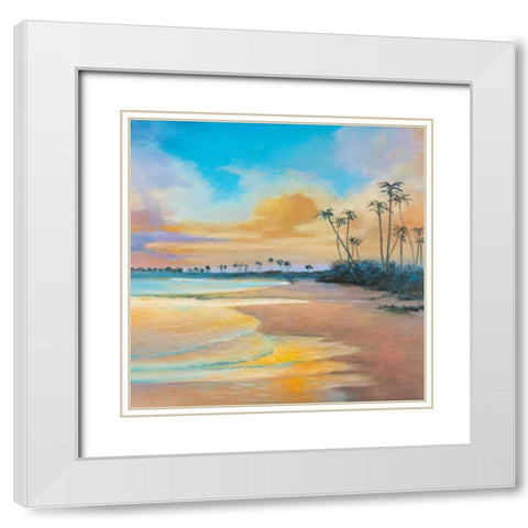 Sunset by the Sea White Modern Wood Framed Art Print with Double Matting by Atelier B Art Studio