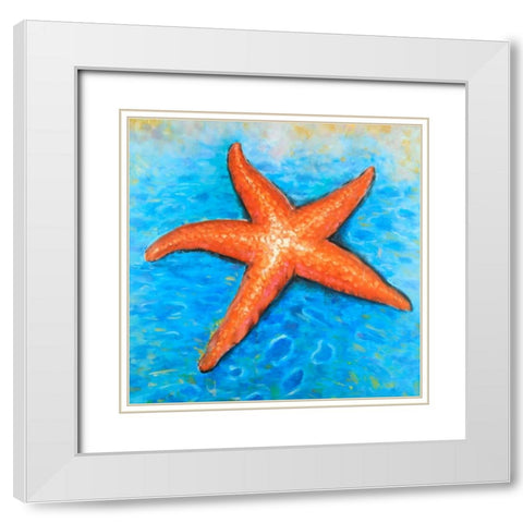 Vivid Starfish White Modern Wood Framed Art Print with Double Matting by Atelier B Art Studio