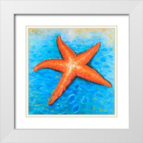 Vivid Starfish White Modern Wood Framed Art Print with Double Matting by Atelier B Art Studio